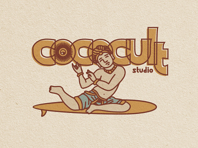 god of surfing beach branding ccoconut cococult historical history illustration lineart salt sea sun surf surface design surfing tropic tropical vector vintage vintage design wave