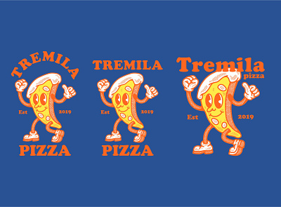 PIZZA retro cartoon mascot cartoon design illustration logo mascot pizza retro vintage