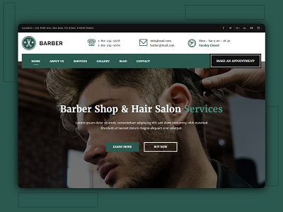 Barber - Hair Salon & Services Website barber barber logo barbershop beard best shots clean creative design designer dribble best shot haircut hairdresser salon ux design website