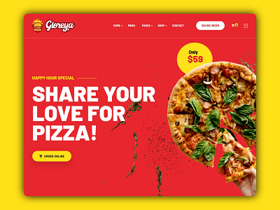 Gloreya - Pizza website landing page best shots clean creative creative design design designer dribble best shot food design food ordering landing page pizza logo ux design website