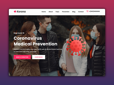 Korona - Covid 19 Landing Page awareness awareness campaign best shots clean color colorful corona covid creative design dribble best shot landing page ux design website