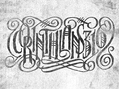 CORINTHIANS 3:16 Tattoo Concept bailey bezierwrangler dave design lettering ornament rough swash tattoo type typography wip