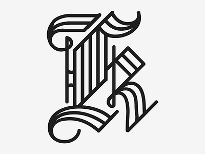 K bailey bezierwrangler black blackletter custom dave k letter lettering majuscule type typography