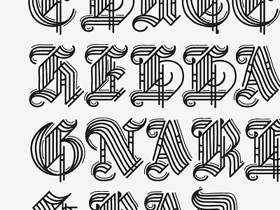 Dank, Clutch, Hella, Gnarley & Rad bailey bezierwrangler blackletter custom dave line loose majuscule tri tri line type typography