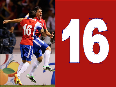 Diez Y Seis (16) — Costa Rica World Cup Qualifier Numerals bezier control costa rica handles numbers numerals one point sans type world cup wrangler