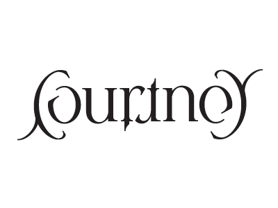 Courtney Rotational Ambigram ambigram custom finish rotational serif type