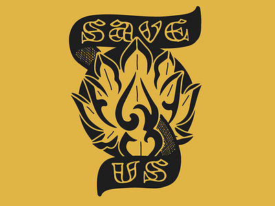Save Us banner display lettering lotus tattoo