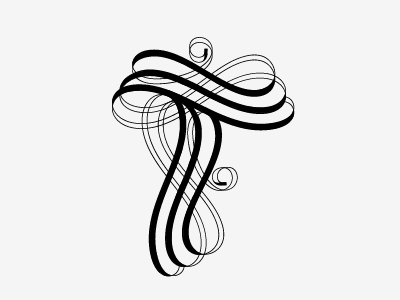 Flourish Exercise Morphed Into Type custom flourish lettering scroll t tri line type