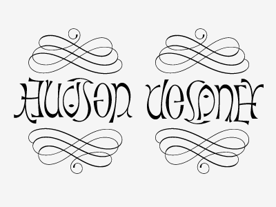 HUDSON / DELANEY Final ambigram custom final flourishes illustrator lettering type