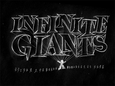 Infinite Giants Concept B 1960s band cartoon custom identity logo pencil rough type