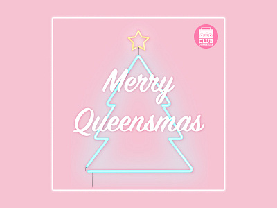 Merry Queensmas Playlist Cover blue carly rae jepsen christmas christmas tree glow last christmas neon pink playlist pop spotify playlist