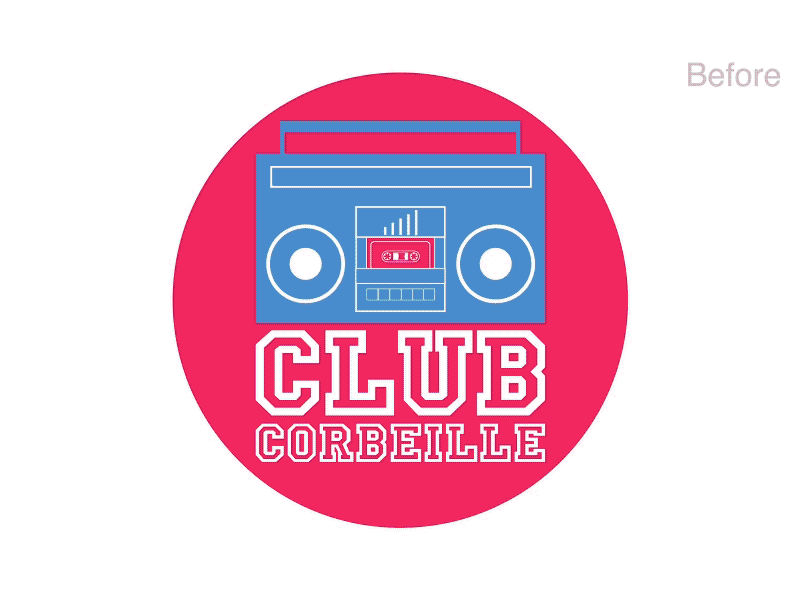 Club Corbeille : logo redesign after effects animation boombox colorful illustrator logo logo design pop