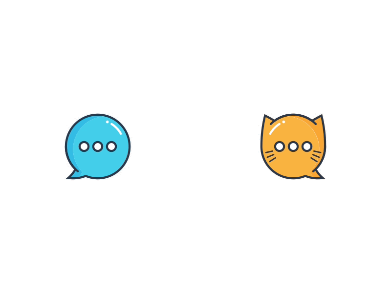 Logo exploration : FELIX after effects blue cat cat icon chat chat app gif loop orange outlines