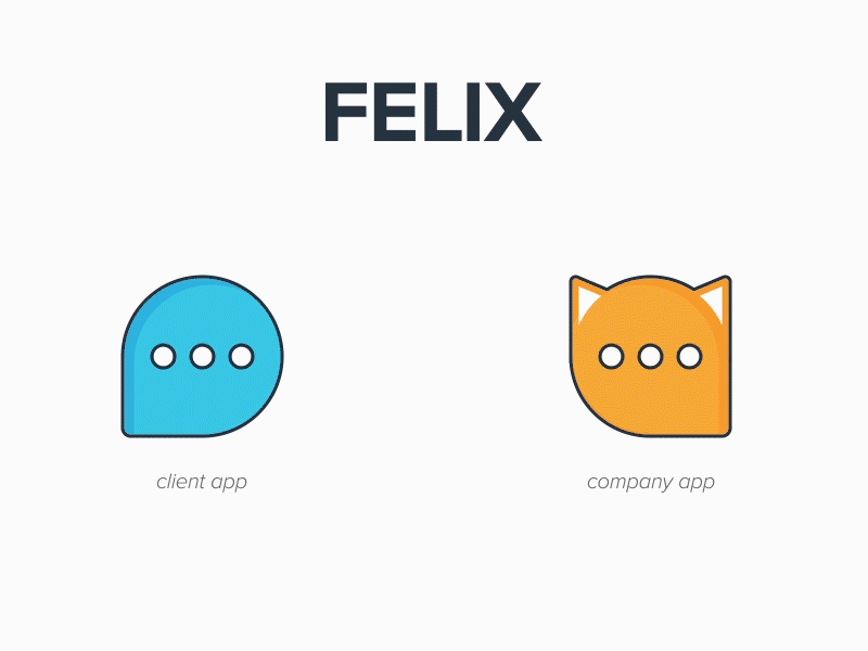 FELIX - Final logo after effects blue cat cat icon chat chat app gif loop orange outlines