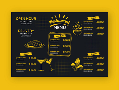 Modern Restaurant Menu vector templates culinary illustration instagram banner instagram post instagram story instagram templates sale banner sale templates socialmedia templates