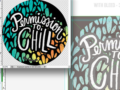 PERMISSION TO CHILL chill colorful hand drawn hand lettering printmeggin stickers tropical