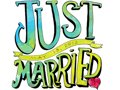 just married digital illustration mixed media watercolor