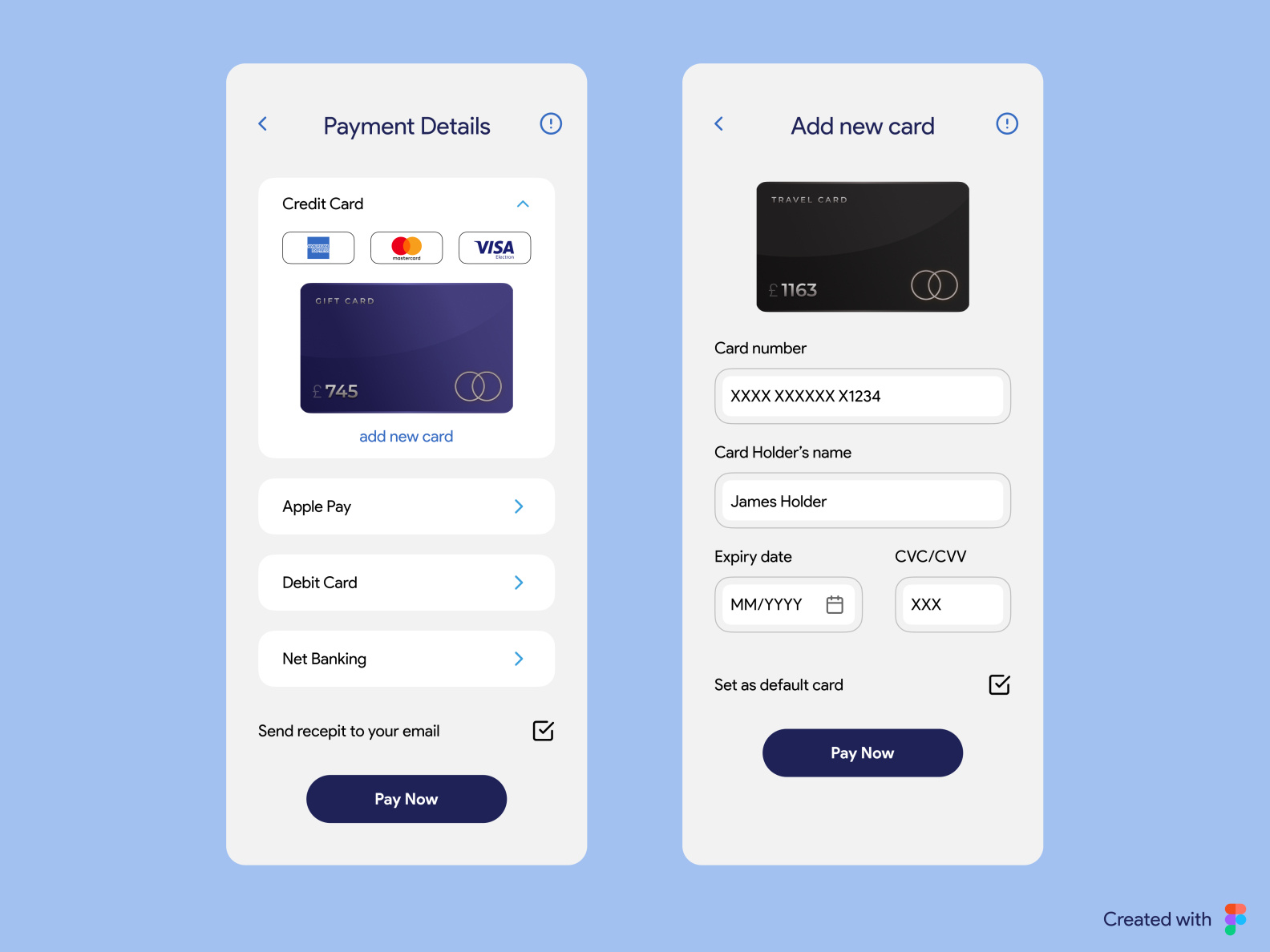 Daily UI #002 - Credit Card Checkout Screen by Yaman Panchal on Dribbble