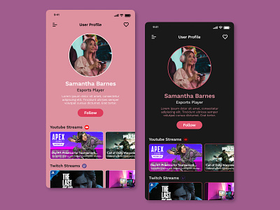 Daily UI #006 - User Profile Design app content dailyui design gaming graphic design profile streamer ui ux