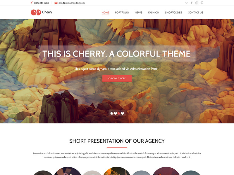 Cherry - Latest version template psd template illustration illustrations colorful cheery cherry modern flat flat design web design