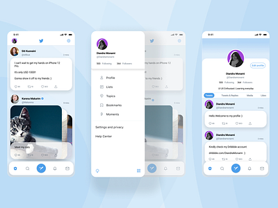 Twitter Redesign - Mobile Version app clean clean design clean ui clean ui design design figma figma design interface minimal mobile app mobile app design mobile ui twitter ui ui design user inteface ux ux design