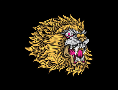 ANGRY LION black colors design illustration vector