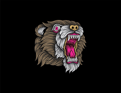 ANGRY BEAR black colors design illustration vector