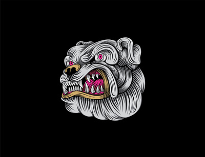 MAD BULLDOG black colors design flat illustration vector