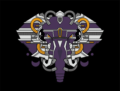 BIONIC ELEPHANT black colors design illustration vector