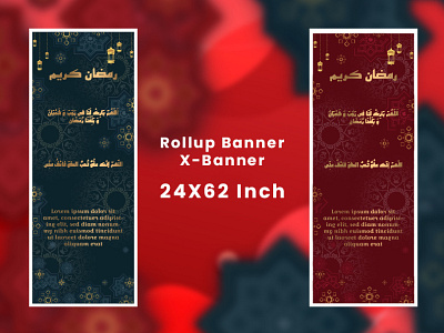 Ramadan Kareem X banner design golden color islamic mandala ramadan kareem rollup banner design unique