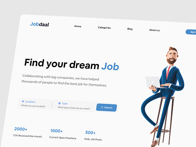 Jobdaal - Job finder Landing Page 3d 3d illustration concept job finder jobs landing landing page minimal design ui uidesign web design