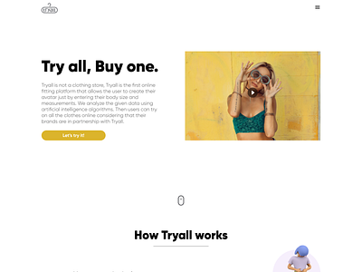 Tryall, an online fitting room design ui ux website