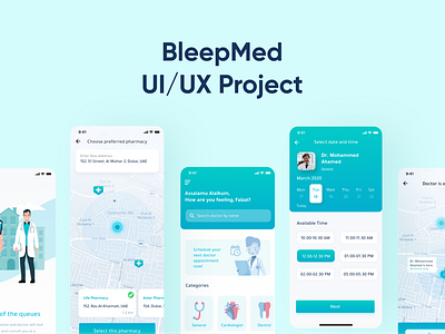 BleepMed - Doctor Booking App animation app app design design doctor app figma medical mobile app patient prototype uae ui ux