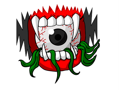 eyeballs in the mouth beast elegant eyeball fangs icon illustration logo monster mouth scary tooth vector wolf