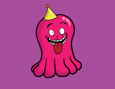 OCTODOG alien aliens beast birthday cute cute monster design happy birthday icon illustration monster octopus purple vector