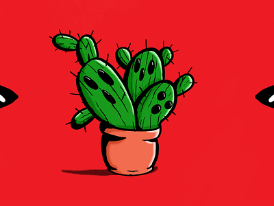cactus trio beast character cute design elegant icon illustration monster plant scary vector