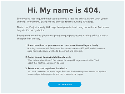 "Life Lessons from a 404 Page" -- Daily UI 008 design ux web