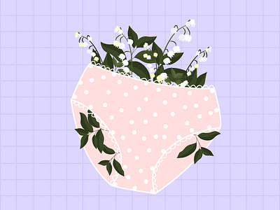 Blooming botanical design digital illustration digitalart drawing femine girl girly illustration illustration art panties pastel pink polka dots vector