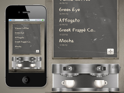 A Simple Little Coffee App app chrome coffee coffee cups cups itunes store metal ui ux