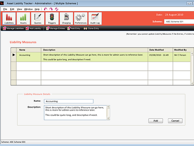 UI mock-up for financial desktop application