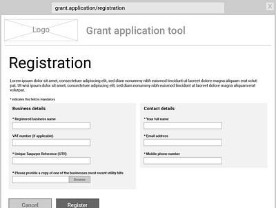 Business grant application concept