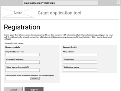 Business grant application concept