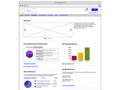 Pension contribution wireframes