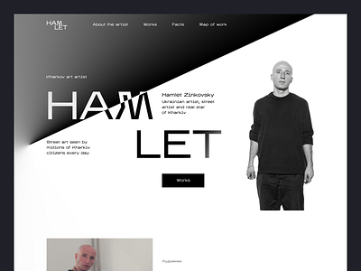 HAMLET ZINKOVSKY ARTIST artist design figma flat photo trand design typography ui ukraine web design