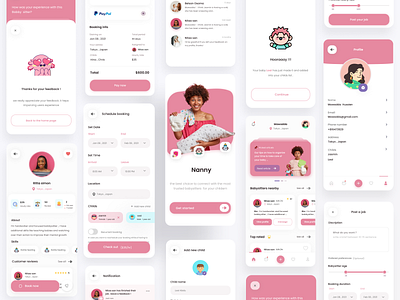 Nanny app UI babysitter design figma mobileapp nanny ui uiinspiration uitrends ux uxui
