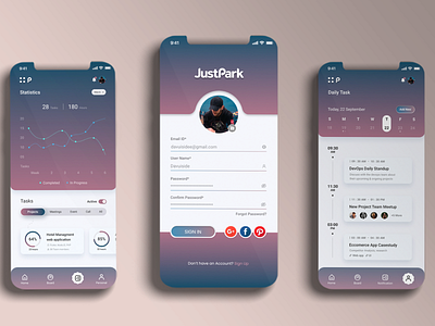 JustPark - made as an app for teamwork... app design figma flat design graphic design just park minimalizm mobile photoshop uiux