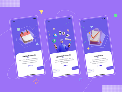 Online Course Mobile App - On Boarding Screens app boarding design mobile typography ui ux