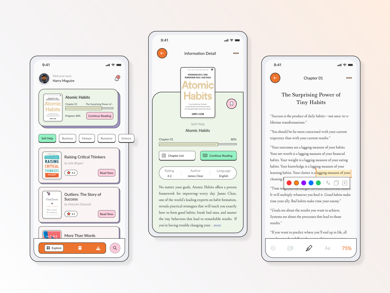 Online Book Reader App by Ivan Andrianto on Dribbble