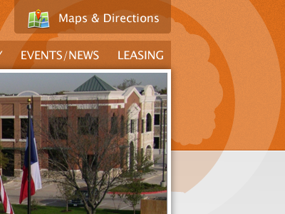 Bartonville Town Center design development homepage navigation orange