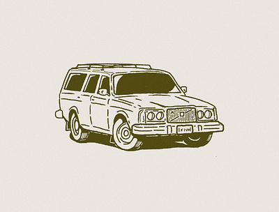 Volvo Illustration drawing illustration stationwagon volvo wagon